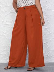 SHEIN LUNE Plus Solid Wide Leg Trousers