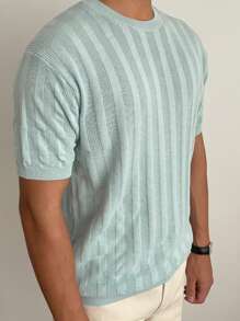 DAZY Hombres Top unicolor tejido de canalé - verde menta - Ver 2