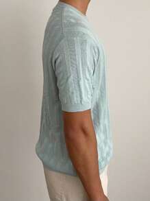 DAZY Hombres Top unicolor tejido de canalé - verde menta - Ver 3