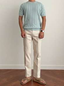 DAZY Hombres Top unicolor tejido de canalé - verde menta - Ver 4