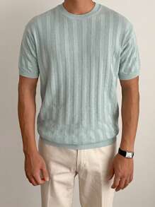 DAZY Hombres Top unicolor tejido de canalé - verde menta - Ver 5