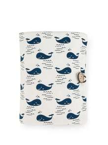 2合1嬰兒鯨魚和樹印花尿布收納袋和方便取用濕巾架 - 彩色 - 查看 2