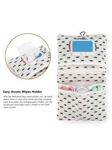 2合1嬰兒鯨魚和樹印花尿布收納袋和方便取用濕巾架 - 彩色 - 查看 4