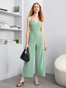 BizChic Dây kéo phía sau Bộ áo liền quần Cami Trang phục làm việc - Màu xanh Bạc hà - Xem 1