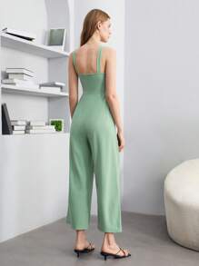BizChic Dây kéo phía sau Bộ áo liền quần Cami Trang phục làm việc - Màu xanh Bạc hà - Xem 2