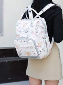 Bebé Bolsa de pañales flor & con estampado de pájaro poliéster de gran capacidad con con tira ajustable para exterior - Multicolor - Ver 2