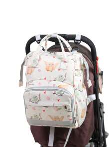 Bebé Bolsa de pañales flor & con estampado de pájaro poliéster de gran capacidad con con tira ajustable para exterior - Multicolor - Ver 3