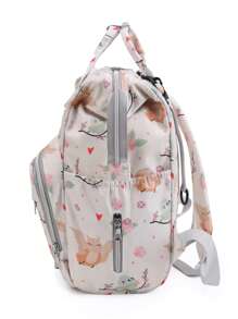 Bebé Bolsa de pañales flor & con estampado de pájaro poliéster de gran capacidad con con tira ajustable para exterior - Multicolor - Ver 4