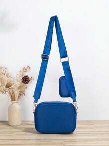 1pc 2-In-1 Crossbody Bag With Coin Purse Accessory - Royal Blue - View 3