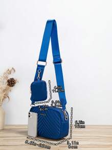 1pc 2-In-1 Crossbody Bag With Coin Purse Accessory - Royal Blue - View 5
