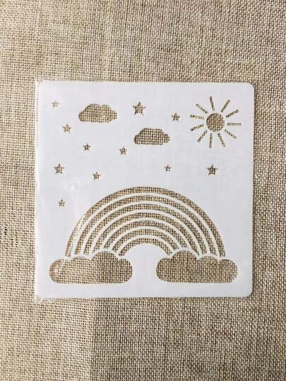 1 件云朵和星星空心白色绘画模板，创意多用途绘画模板，适用于绘画、DIY 工艺、返校、学校用品