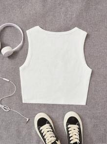 Comensestudio Cartoon & Slogan Graphic Tank Top, Holiday - White - View 3