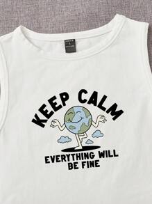 Comensestudio Cartoon & Slogan Graphic Tank Top, Holiday - White - View 4