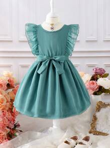 小女童荷葉邊繫腰帶洋裝