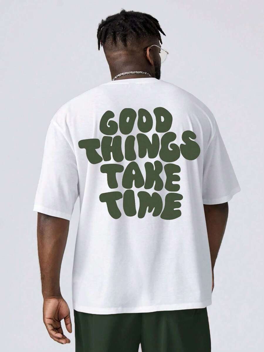 Manfinity Hypemode 男士標語圖案T恤 - 白色 - 查看 1