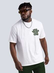 Manfinity Hypemode 男士標語圖案T恤 - 白色 - 查看 4