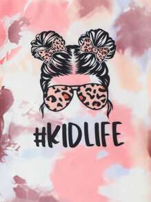 Bộ thời trang bé gái Con số Cà vạt nhuộm Giải trí - Nhiều màu - Xem 5