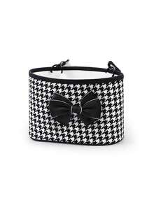 1 Họa Tiết Houndstooth Nơ Trang Trí Đa Năng Lưng Ghế Ô Tô Treo Hộp Bảo Quản - Đen và trắng - Xem 3