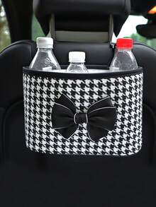 1 Họa Tiết Houndstooth Nơ Trang Trí Đa Năng Lưng Ghế Ô Tô Treo Hộp Bảo Quản - Đen và trắng - Xem 4