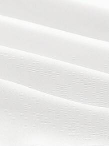 SHEIN MOD 純色抽褶不對稱襯領短款修身白色上衣 - 白色 - 查看 4