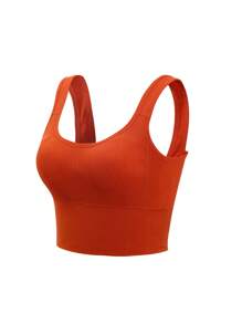 FINETOO 素色條紋針織無鋼圈文胸 - 橘色 - 查看 7