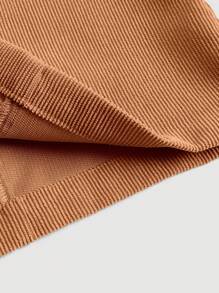 SHEIN MOD 前紐扣燈芯絨半身裙 - 棕色 - 查看 4