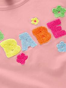 SHEIN MOD 字母與蝴蝶補丁貼短款T恤 - 珊瑚粉 - 查看 4