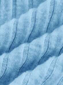 SHEIN MOD Áo khoác và áo lót dành cho xe tăng nữ Xù nhỏ Gân đan màu trơn Giải trí - Màu xanh nhạt - Xem 4