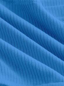 SHEIN MOD Twist Front Ribbed Knit Tube Top - Blue - View 3