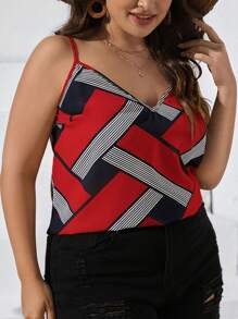 SHEIN LUNE 大碼條紋印花吊帶上衣