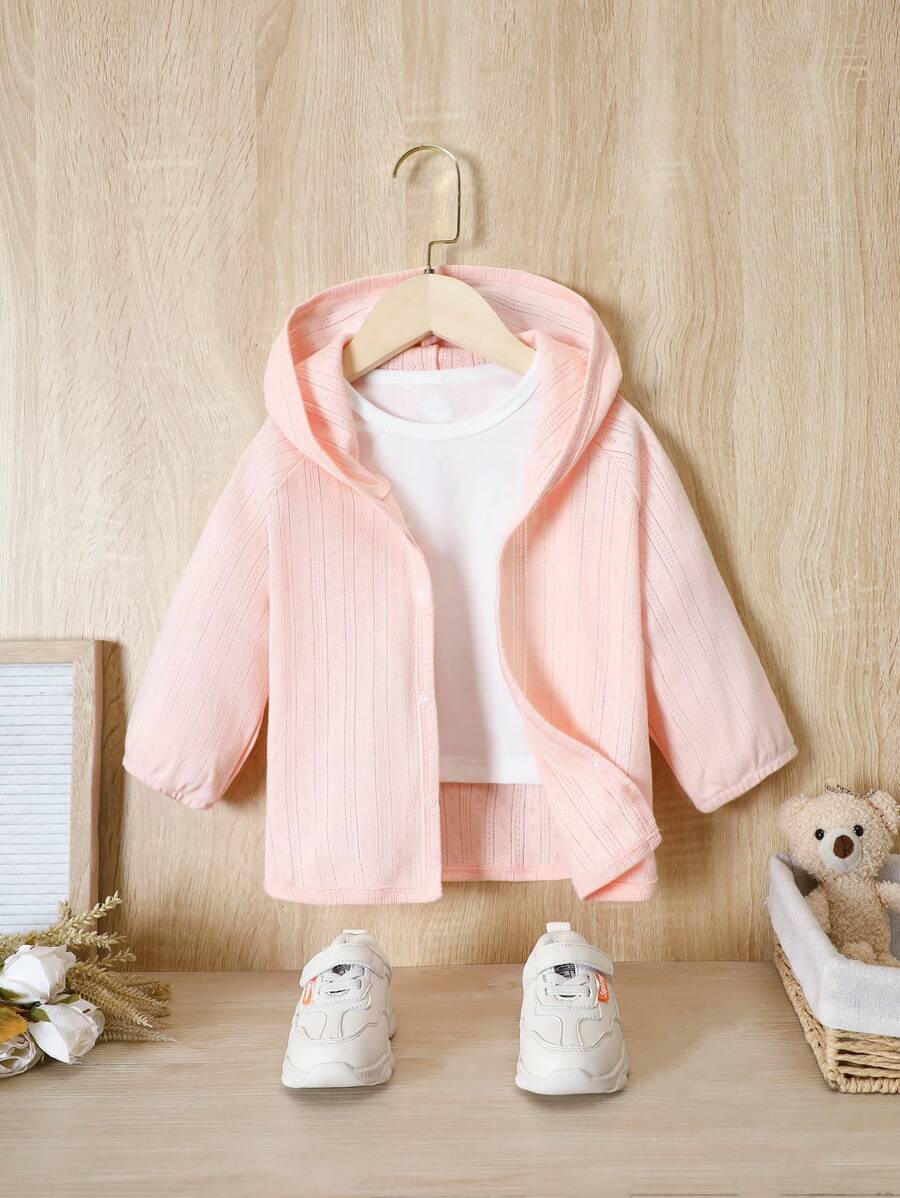 SHEIN Em bé Jackets màu trơn - Màu Hồng baby - Xem 1