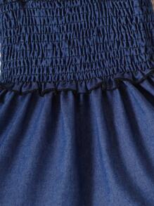 Baby Ruffle Trim Shirred Dress - Navy Blue - View 5