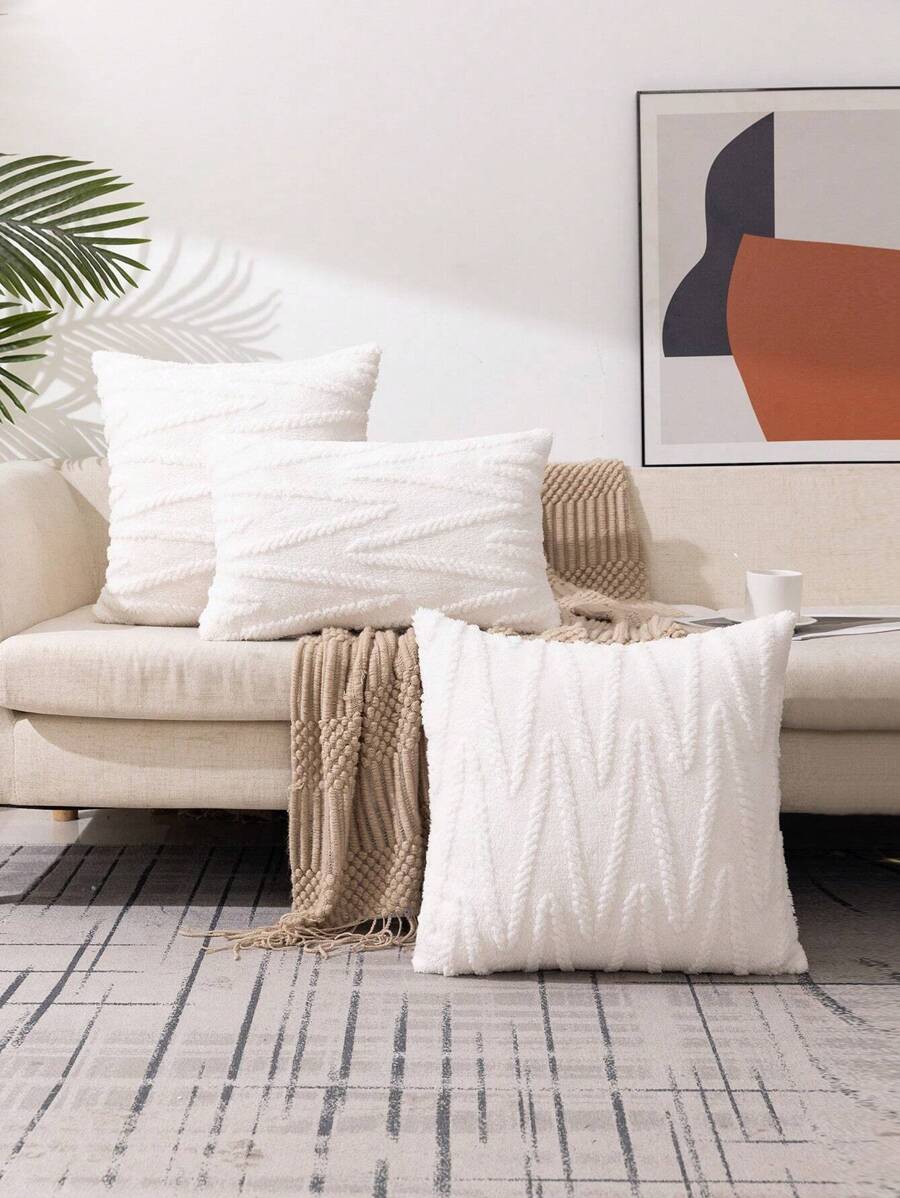 1 Vỏ Gối Sang Trọng Nổi (Không Bao Gồm Lõi Gối) Vỏ Gối Vuông Phong Cách Đơn Giản Cho Phòng Khách Phòng Ngủ Tất Cả Các Mùa - trắng - Xem 1