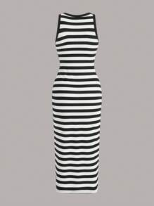 SHEIN EZwear Striped Print Bodycon Dress
