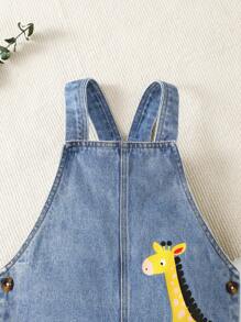 Toddler Boy Quần yếm & Áo liền quần Denim Túi Hoạt hình Giải trí - Rửa trung bình - Xem 6