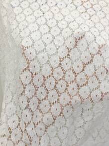 SHEIN LUNE 鏤空拉鏈開襟飛行員夾克 - 白色 - 查看 7