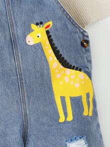 Toddler Boy Quần yếm & Áo liền quần Denim Túi Hoạt hình Giải trí - Rửa trung bình - Xem 8