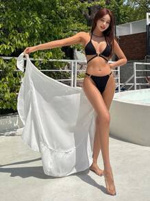 DAZY 素色前打結沙灘纏腰式半身裙