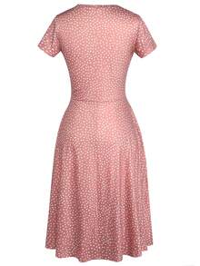 Đầm Túi Dây kéo Họa tiết hoa Tất cả trên in Chấm bi Giải trí Boho - Màu Hồng baby - Xem 2