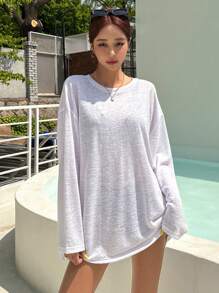 DAZY Tie Back Drop Shoulder Knot Detail Cover Up Summer,Beach Women Outfits Vacation Outfits Women - White - View 2