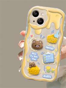 Cartoon Bear Decor Phone Case With Lanyard - Clear - View 2
