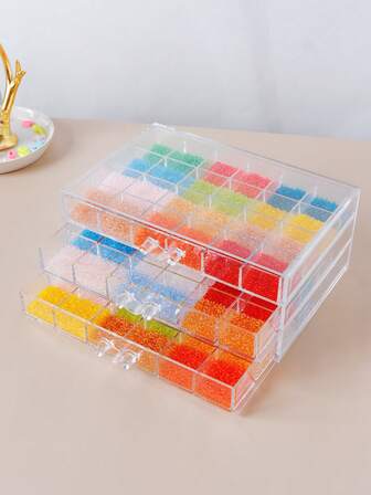 1入組塑膠珠寶收納盒收納極簡透明多格首飾收納盒