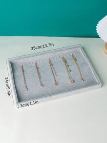 1 Khay Trưng Bày Vòng Cổ Polyester, Khay Trang Sức Màu Xám Tối Giản Cho Gia Đình - Màu Xám nhạt - Xem 2