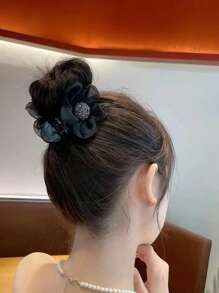 1入組女性水鑽球和花朵裝飾時尚髮爪適用於頭髮裝飾用品
