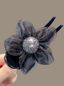 1入組女性水鑽球和花朵裝飾時尚髮爪適用於頭髮裝飾用品