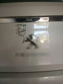 1張3D花卉圖案汽車貼紙 - 銀色 - 查看 5