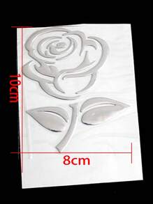 1張3D花卉圖案汽車貼紙 - 銀色 - 查看 7