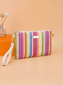 Fashionable Envelope Handbag Women's Clutch Bag Color Block Multi-Color Purse - Multicolor - View 1