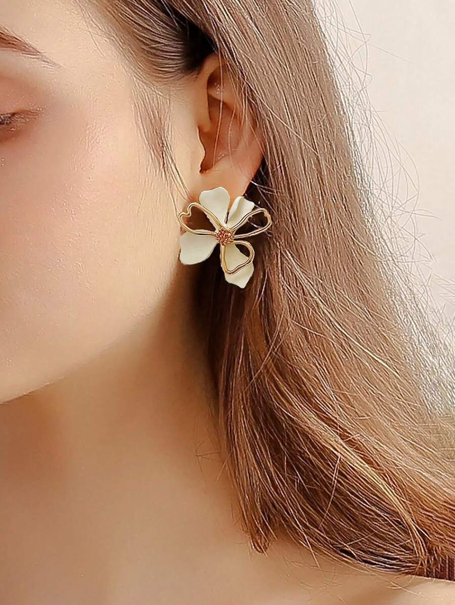 Pendientes de tachuela flor - Multicolor - Ver 1