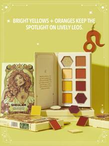 SHEGLAM Lively Leo Palette 8-Clolor Glitter Matte Eyeshadow Palette Bold Yellow Orange Shiny Gold High Pigment Long Wear Blendable Pro Eyeshadow Brand Beauty Makeup Face Paint Cosmetic For Women Girls Perfect For Fall Winter Ideal For Y2K Fancy Fashion Suitable For Birthday Christmas Present Party Ready Best Color
